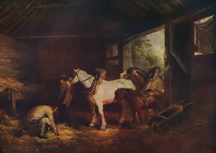 Framed Print : The Inside of a Stable, 1791, (c1915). Artist: George Morland Framed Print : The Inside of a Stable, 1791, (c1915). Artist: George Morland
