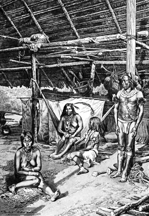 Framed Print : Inside a Ticuna hut, South Ameriica, 1895 Framed Print : Inside a Ticuna hut, South Ameriica, 1895