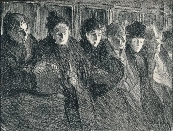 Framed Print : Inside A Tramcar, 1896, (1898). Artist: Theophile Alexandre Steinlen Framed Print : Inside A Tramcar, 1896, (1898). Artist: Theophile Alexandre Steinlen