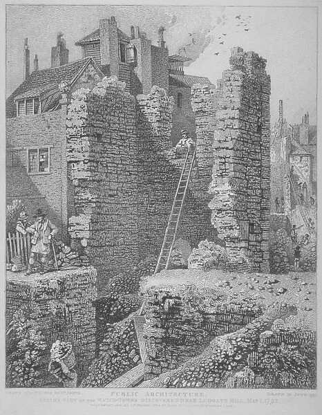 Inside view of the Watch Tower and remains of London Wall, City of London, 1813. Artist