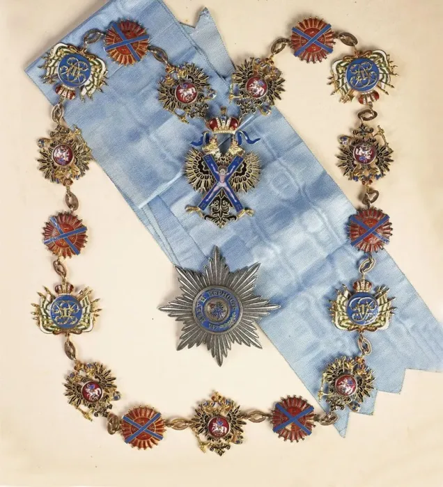 Framed Print : The insignia of the Order of St. Andrew the Apostle the First-Called, Second Half of the 19th cen Artist: Orders, decorations and medals Framed Print : The insignia of the Order of St. Andrew the Apostle the First-Called, Second Half of the 19th cen Artist: Orders, decorations and medals