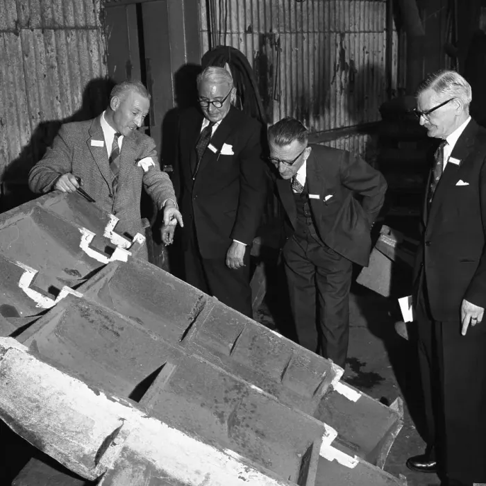 Framed Print : Inspect a casting made at the Edgar Allen Steel Foundry, Meadowhall, Sheffield, 1962 Framed Print : Inspect a casting made at the Edgar Allen Steel Foundry, Meadowhall, Sheffield, 1962