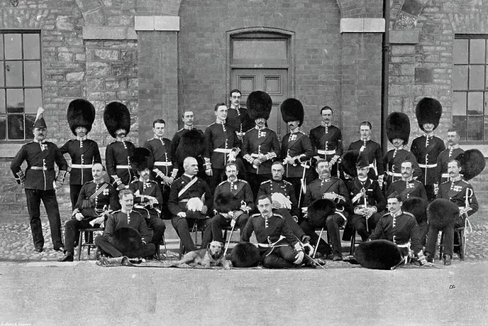 Framed Print : An inspection group of officers of the 1st Scots Guards, 1896. Artist: Robinson & Sons Framed Print : An inspection group of officers of the 1st Scots Guards, 1896. Artist: Robinson & Sons