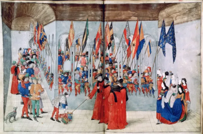 Framed Print : Inspection of the helmets, 1488-1489 Framed Print : Inspection of the helmets, 1488-1489