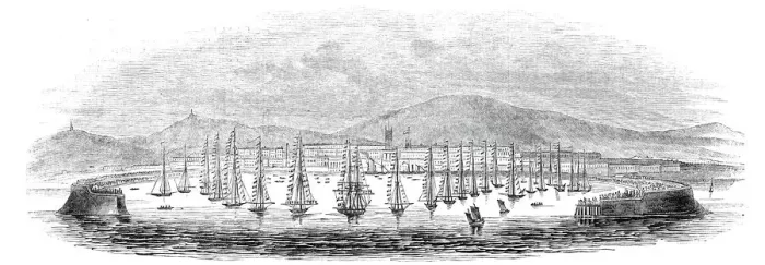 Framed Print : Inspection of Revenue Cruisers, in Kingstown Harbour, Dublin, 1844. Creator: Unknown Framed Print : Inspection of Revenue Cruisers, in Kingstown Harbour, Dublin, 1844. Creator: Unknown