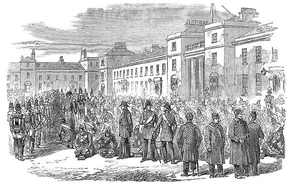 Inspection of the Royal Sappers and Miners at Brompton Barracks, Chatham, by Sir John Burgoyne, 1856 Creator: Unknown