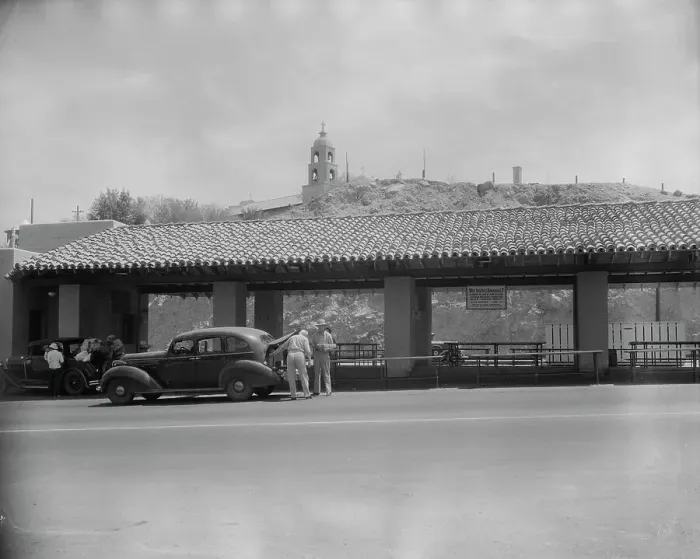 Framed Print : Inspection station on the California-Arizona state line, Yuma, Arizona, 1937. Creator: Dorothea Lange Framed Print : Inspection station on the California-Arizona state line, Yuma, Arizona, 1937. Creator: Dorothea Lange