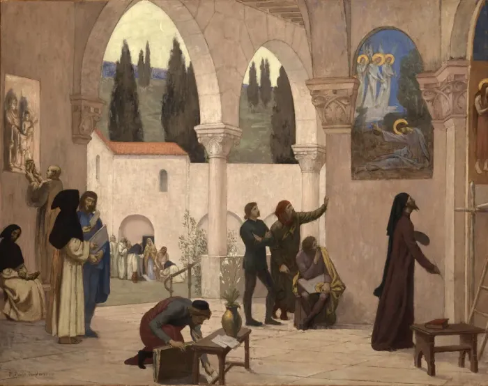 Framed Print : Inspiration Chretienne, ca. 1887-1888. Creator: Pierre Puvis de Chavannes Framed Print : Inspiration Chretienne, ca. 1887-1888. Creator: Pierre Puvis de Chavannes