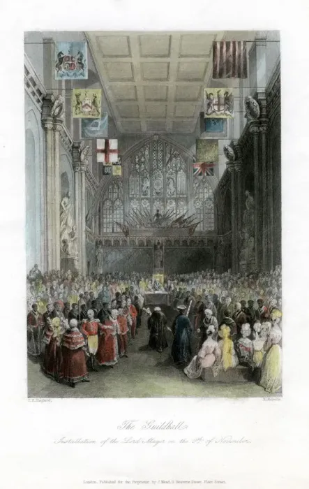 Framed Print : Installation of the Lord Mayor, The Guildhall, London. Artist: H Melville Framed Print : Installation of the Lord Mayor, The Guildhall, London. Artist: H Melville