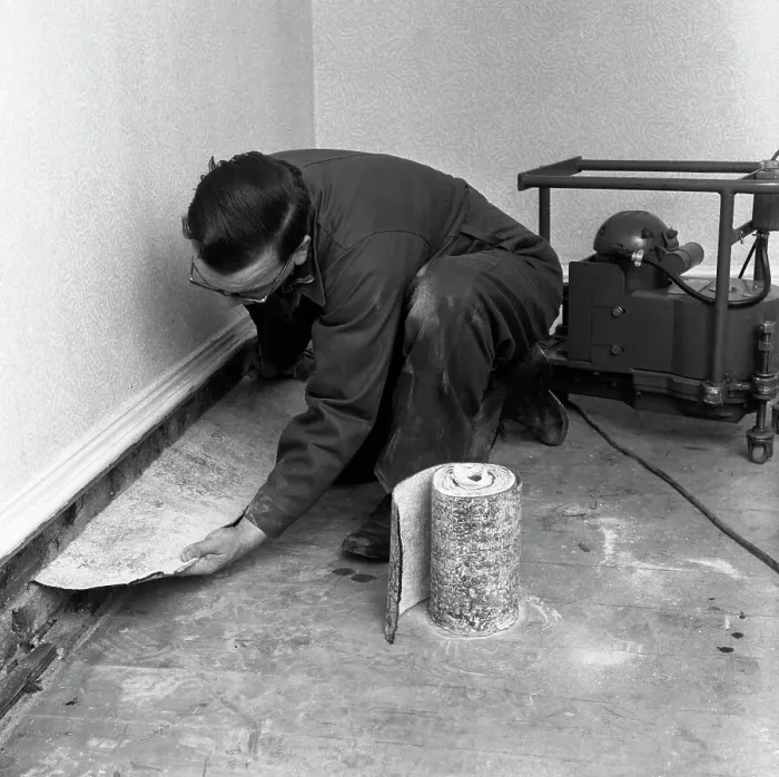 Framed Print : Installing a damp proof course in a house in Goldthorpe, South Yorkshire, 1957. Artist Framed Print : Installing a damp proof course in a house in Goldthorpe, South Yorkshire, 1957. Artist