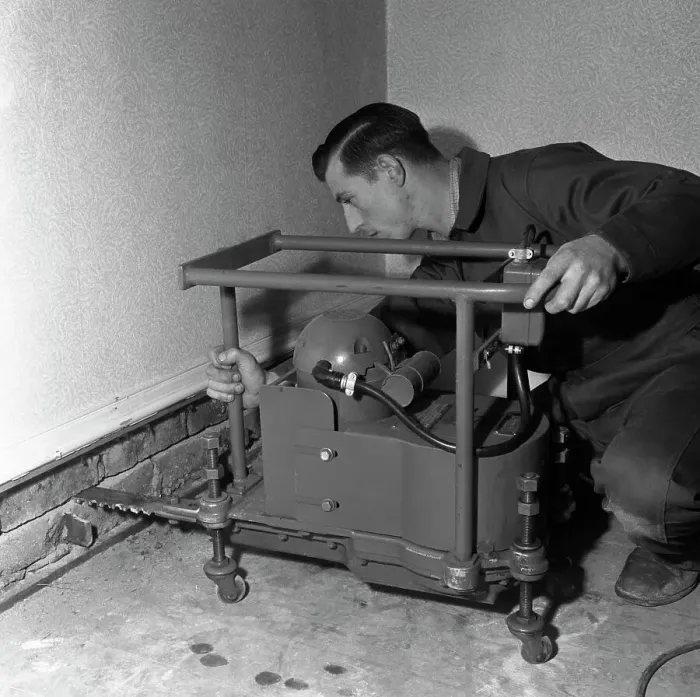 Framed Print : Installing a damp proof course in a house in Goldthorpe, South Yorkshire, 1957. Artist Framed Print : Installing a damp proof course in a house in Goldthorpe, South Yorkshire, 1957. Artist