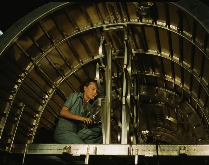 Framed Print : Installing oxygen flask racks above the flight... Consolidated Aircraft... Fort Worth, Texas, 1942. Creator: Howard Hollem Framed Print : Installing oxygen flask racks above the flight... Consolidated Aircraft... Fort Worth, Texas, 1942. Creator: Howard Hollem