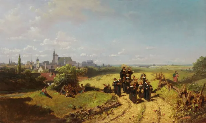 Framed Print : Institute walk, c.1868. Creator: Spitzweg, Carl (1808-1885) Framed Print : Institute walk, c.1868. Creator: Spitzweg, Carl (1808-1885)