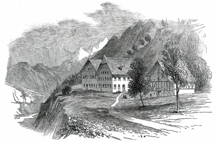 Framed Print : Institution for Cretins at Interlacken, Switzerland, 1850. Creator: Unknown Framed Print : Institution for Cretins at Interlacken, Switzerland, 1850. Creator: Unknown