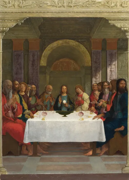 Framed Print : The Institution of the Eucharist, c. 1490-1495. Artist: De Roberti, Ercole (c. 1450-1496) Framed Print : The Institution of the Eucharist, c. 1490-1495. Artist: De Roberti, Ercole (c. 1450-1496)