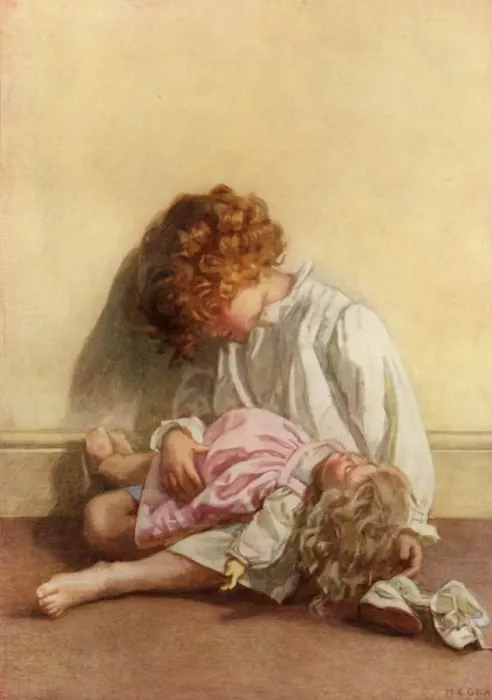 Framed Print : Instructing her dolly in the art of going off nicely to by-byes, 1914. Creator Framed Print : Instructing her dolly in the art of going off nicely to by-byes, 1914. Creator