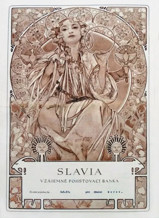 Framed Print : Insurance policy of of Slavia Insurance Company, 1942. Creator: Mucha, Alfons Marie (1860-1939) Framed Print : Insurance policy of of Slavia Insurance Company, 1942. Creator: Mucha, Alfons Marie (1860-1939)