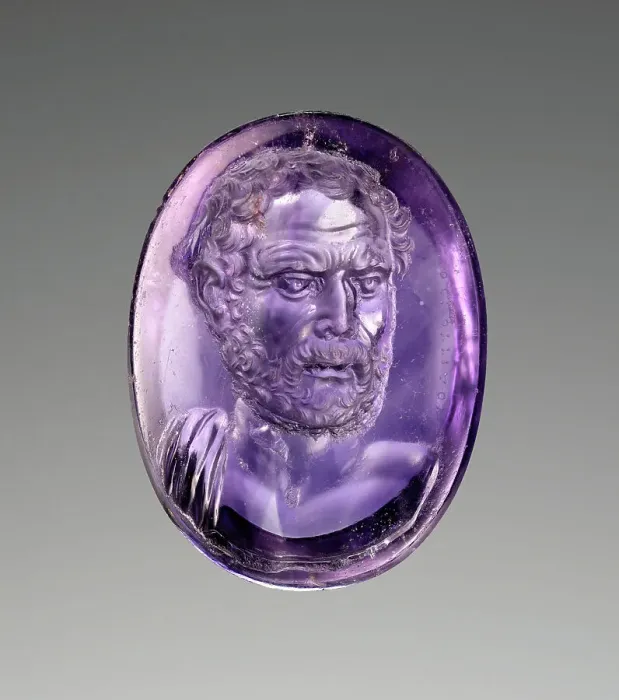 Framed Print : Intaglio with Bust of Demosthenes, about 25 B.C. Creator: Dioskouride Framed Print : Intaglio with Bust of Demosthenes, about 25 B.C. Creator: Dioskouride