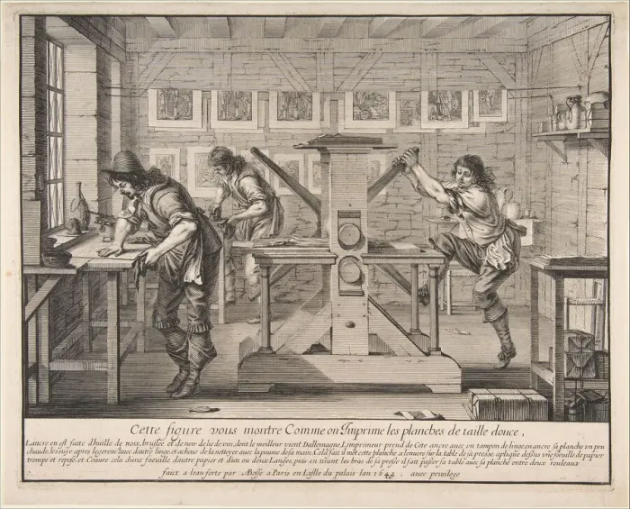 Framed Print : The Intaglio Printers, 1642. Creator: Abraham Bosse Framed Print : The Intaglio Printers, 1642. Creator: Abraham Bosse