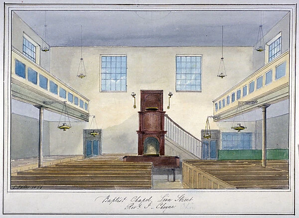 Inteiror view of Lion Street Baptist Chapel, off New Kent Road, Southwark, London, 1826