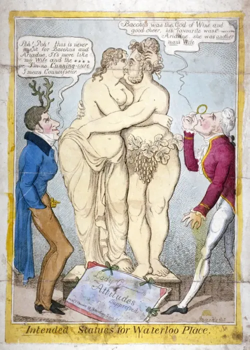 Framed Print : Intended statues for Waterloo Place, 1821. Artist: JL Marks Framed Print : Intended statues for Waterloo Place, 1821. Artist: JL Marks