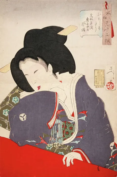 Framed Print : Interesting: A Lady-in-Waiting of the Bunsei Period (1818-1830), 1888. Creator: Tsukioka Yoshitoshi Framed Print : Interesting: A Lady-in-Waiting of the Bunsei Period (1818-1830), 1888. Creator: Tsukioka Yoshitoshi