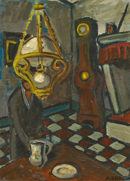 Framed Print : Interieur avec chandelier. Creator: Chabaud, Auguste (1882-1955) Framed Print : Interieur avec chandelier. Creator: Chabaud, Auguste (1882-1955)