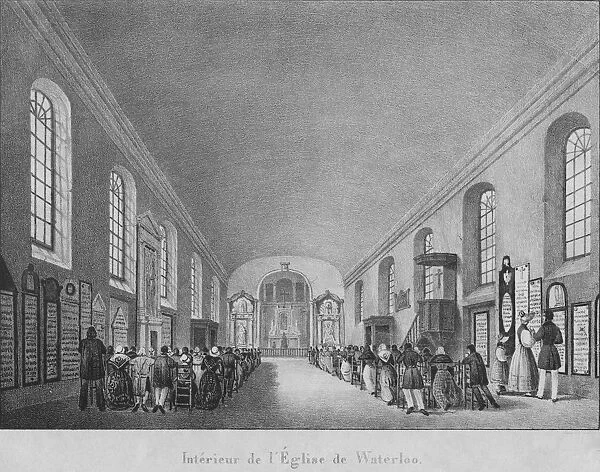 Interieur de l Eglise de Waterloo, c1830