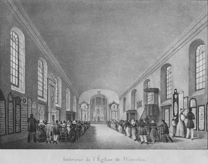 Framed Print : Interieur de l Eglise de Waterloo, c1830 Framed Print : Interieur de l Eglise de Waterloo, c1830