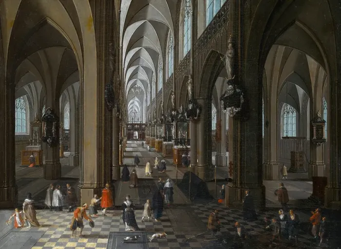 Framed Print : Interior of Antwerp Cathedral, 1651. Creator: Peeter Neeffs the Elder Framed Print : Interior of Antwerp Cathedral, 1651. Creator: Peeter Neeffs the Elder