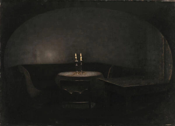 Interior. Artificial Light (Interior. Kunstigt lys), 1909. Creator: Hammershoi