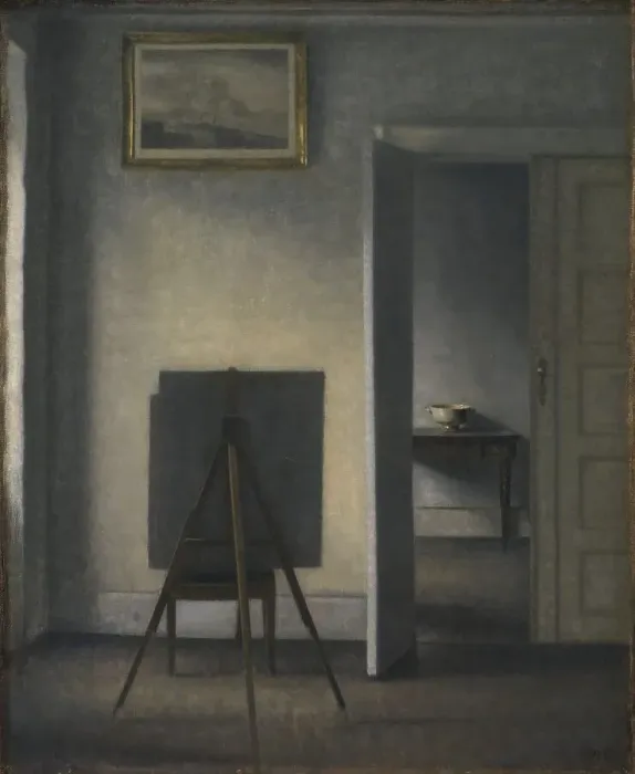 Framed Print : Interior with the Artist's Easel, 1910. Creator: Vilhelm Hammershøi Framed Print : Interior with the Artist's Easel, 1910. Creator: Vilhelm Hammershøi