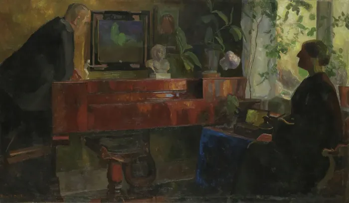 Framed Print : Interior with the Artists Oluf and Kris Wold-Torne, 1900-1904. Creator: Thorvald Erichsen Framed Print : Interior with the Artists Oluf and Kris Wold-Torne, 1900-1904. Creator: Thorvald Erichsen