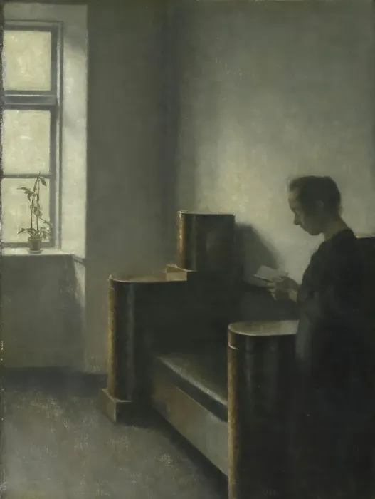 Framed Print : Interior with the Artist's Wife, 1910. Creator: Vilhelm Hammershoi Framed Print : Interior with the Artist's Wife, 1910. Creator: Vilhelm Hammershoi