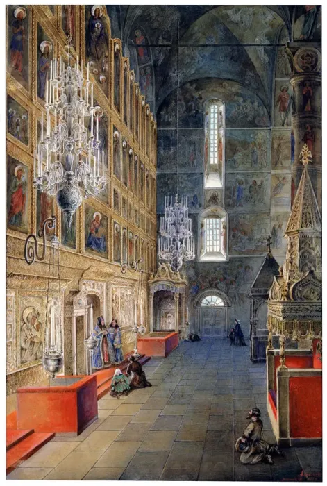 Framed Print : Interior in the Assumption Cathedral in the Moscow Kremlin, 1819. Artist: Fyodor Yakovlevich Alexeev Framed Print : Interior in the Assumption Cathedral in the Moscow Kremlin, 1819. Artist: Fyodor Yakovlevich Alexeev