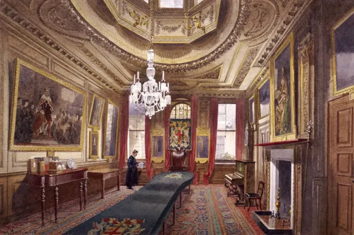 Framed Print : Interior of the Barber Surgeons Hall, London, 1890. Artist: John Crowther Framed Print : Interior of the Barber Surgeons Hall, London, 1890. Artist: John Crowther