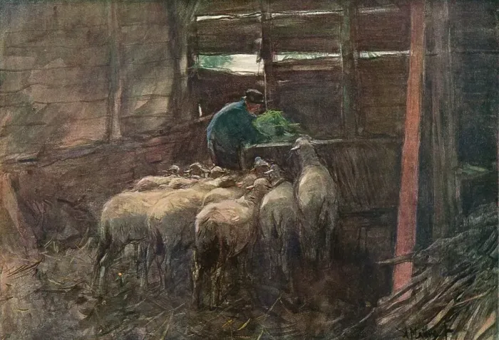 Framed Print : Interior of a Barn, 19th century. Artist: Anton Mauve Framed Print : Interior of a Barn, 19th century. Artist: Anton Mauve
