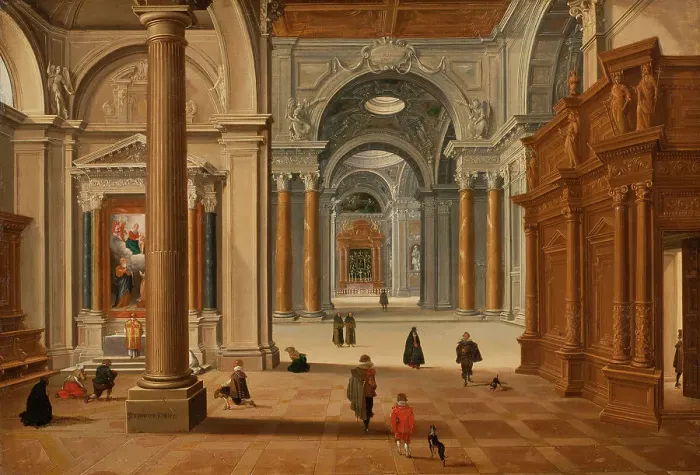 Framed Print : Interior of a Baroque Church, 1602. Creator: Bartholomeus van Bassen Framed Print : Interior of a Baroque Church, 1602. Creator: Bartholomeus van Bassen