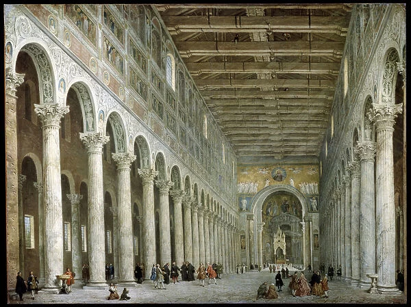 Interior of the Basilica of St Paul Outside the Walls in Rome, c1750. Artist: Giovanni Paolo Panini