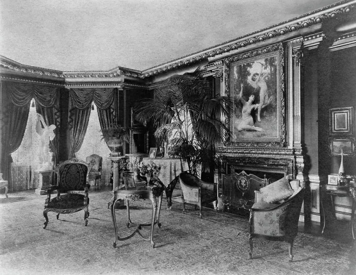 Framed Print : Interior with Bouguereau's Flight of Love over fireplace... Greenwich, Connecticut, 1908. Creator: Frances Benjamin Johnston. Interior with Bouguereau's Flight of Love over fireplace... Greenwich, Connecticut, 1908 Framed Print : Interior with Bouguereau's Flight of Love over fireplace... Greenwich, Connecticut, 1908. Creator: Frances Benjamin Johnston. Interior with Bouguereau's Flight of Love over fireplace... Greenwich, Connecticut, 1908