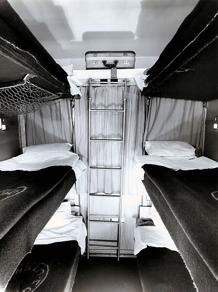 Interior of a bunk car wagon, 1950