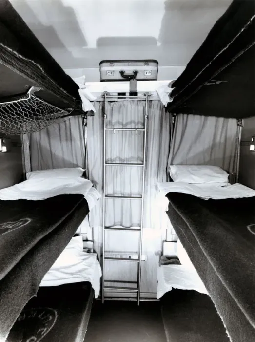 Framed Print : Interior of a bunk car wagon, 1950 Framed Print : Interior of a bunk car wagon, 1950