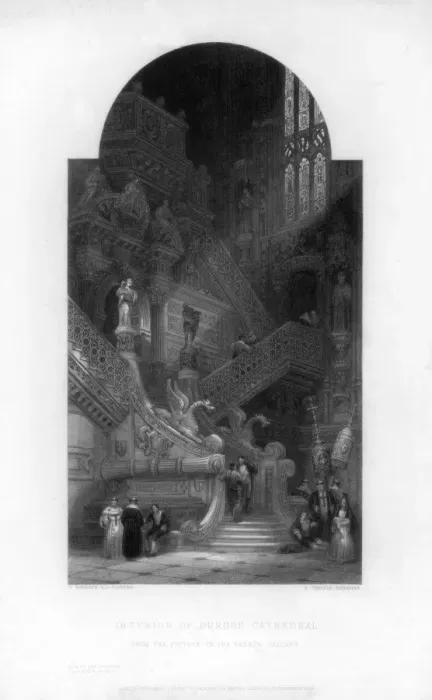 Framed Print : Interior of the Burgos Cathedral, 19th century. Artist: E Challis Framed Print : Interior of the Burgos Cathedral, 19th century. Artist: E Challis