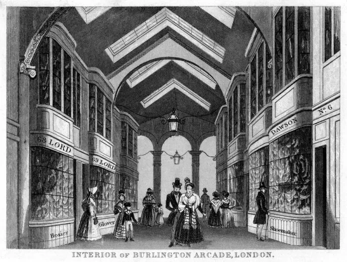 Framed Print : Interior of the Burlington Arcade, Westminster, London, 19th century