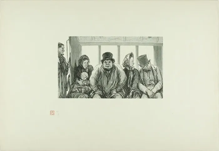 Framed Print : Interior of a Bus, 1864, printed 1920. Creator: Charles Maurand Framed Print : Interior of a Bus, 1864, printed 1920. Creator: Charles Maurand