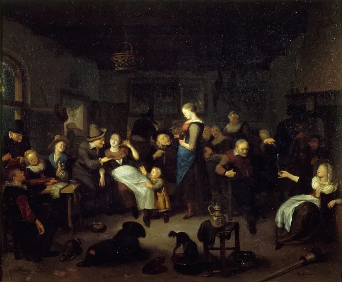 Framed Print : Interior of the cabaret, between 1670 and 1702. Creator: Richard Brakenburgh Framed Print : Interior of the cabaret, between 1670 and 1702. Creator: Richard Brakenburgh