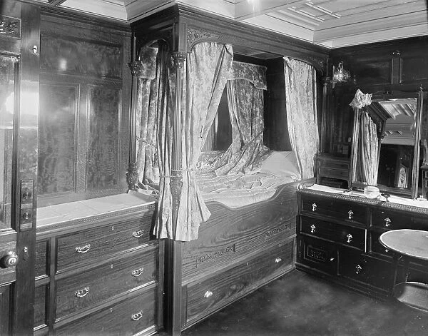 Interior of cabin on steam yacht Venetia, 1920. Creator: Kirk & Sons of Cowes