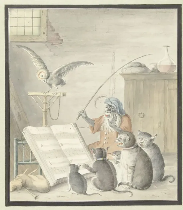 Framed Print : Interior with cat concert, 1620-1715. Creator: Cornelis Saftleven Framed Print : Interior with cat concert, 1620-1715. Creator: Cornelis Saftleven