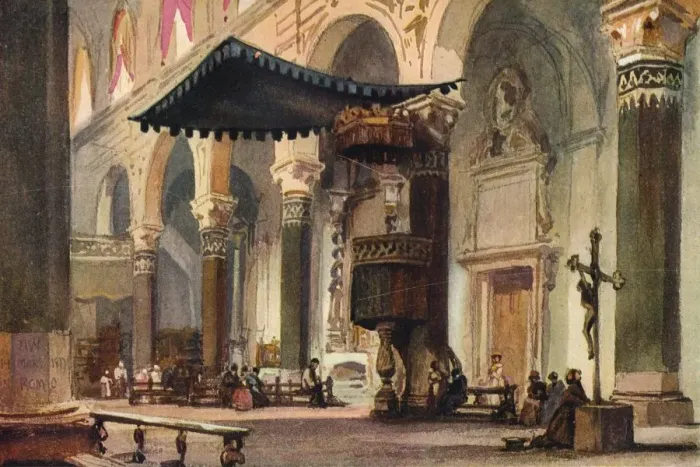 Framed Print : Interior of Cathedral, San Remo, c1870. Artist: Alfred Waterhouse Framed Print : Interior of Cathedral, San Remo, c1870. Artist: Alfred Waterhouse