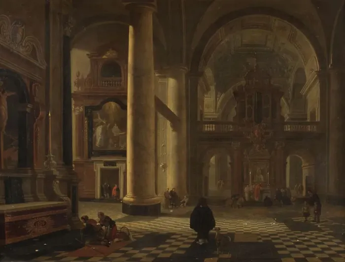 Framed Print : Interior of a Catholic Church, 1615-1661. Creator: Gerard Houckgeest Framed Print : Interior of a Catholic Church, 1615-1661. Creator: Gerard Houckgeest